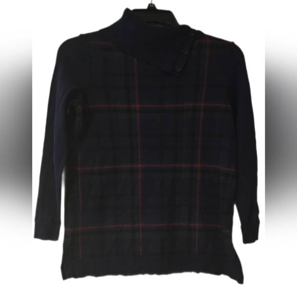 Talbots Plaid Split-Cowlneck Sweater Size: SP - Picture 5 of 7